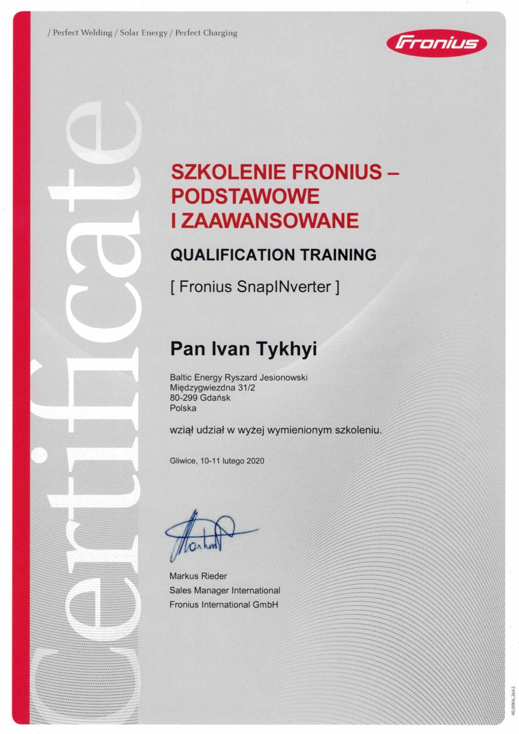 certyfikowany instalator inwerterów fotowoltaicznych Fronius